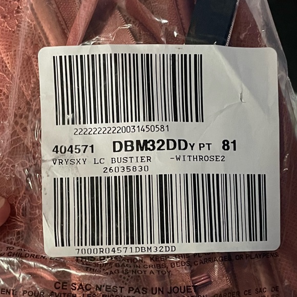•NWT VS Very Sexy Lightly Lined Bustier Lace Top // Rose // 32DD - Picture 5 of 5